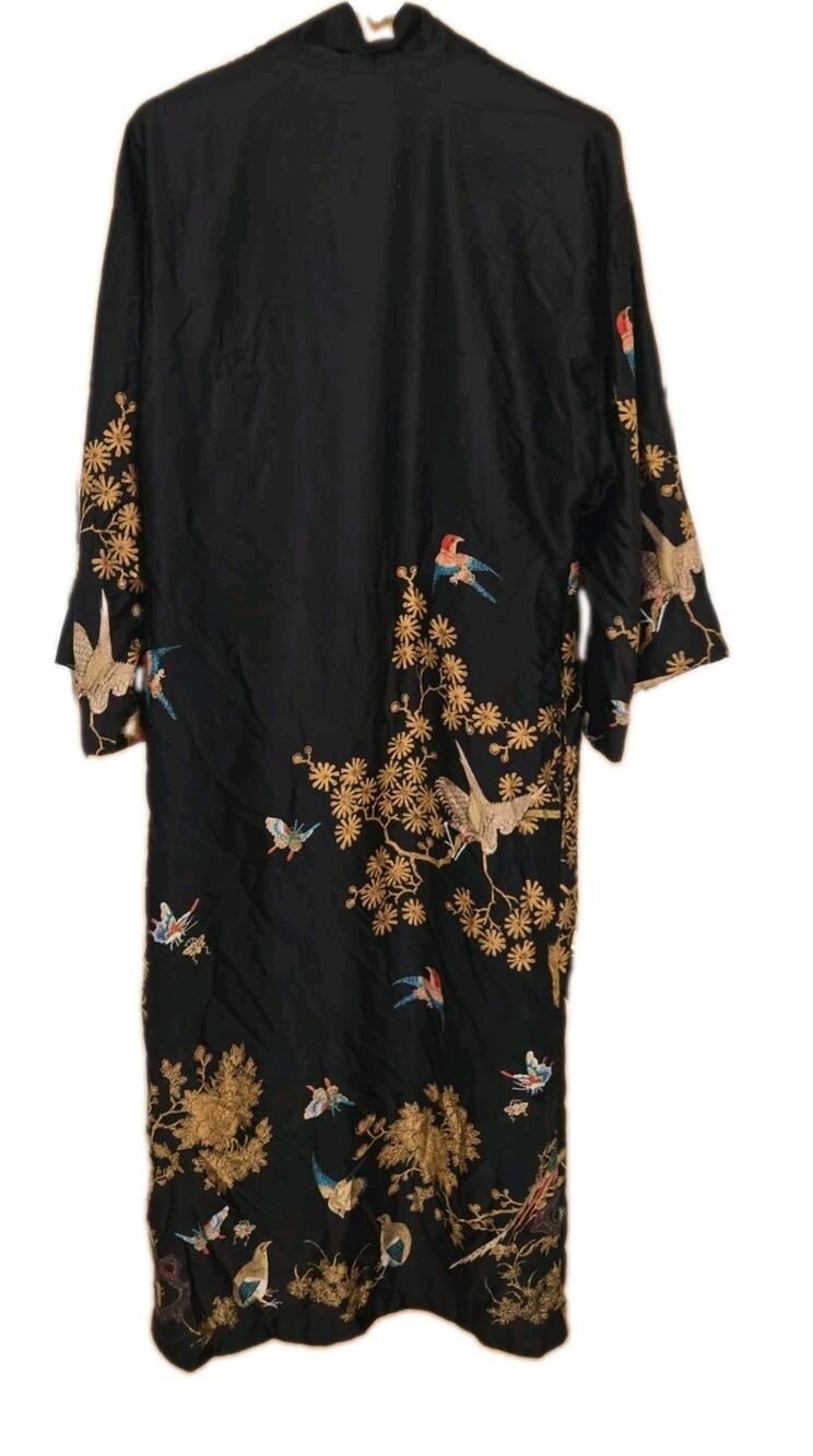 NATORI Floral Exotic Bird Robe No Belt Sizs XS. Black Super Soft